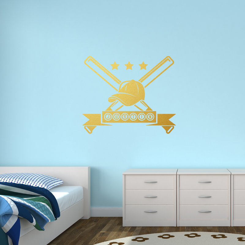 Décalcomanie murale baseball, Or, Oui