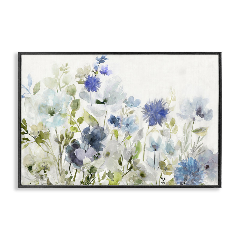  Blue Opaque Flower Layers Black Framed Giclee Art by Carol Robinson, H 12 po x l 18 po, Giclée encadrée noir minuit