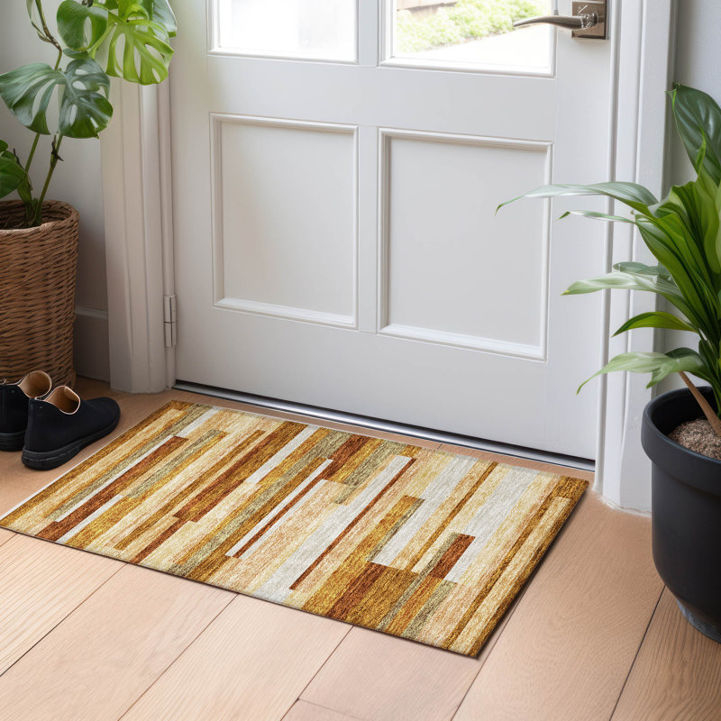 Premium Machine Washable Prisco Paprika Rug, Rectangle 1'8" x 2'6"