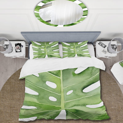 Green/White Microfiber Duvet Cover Set