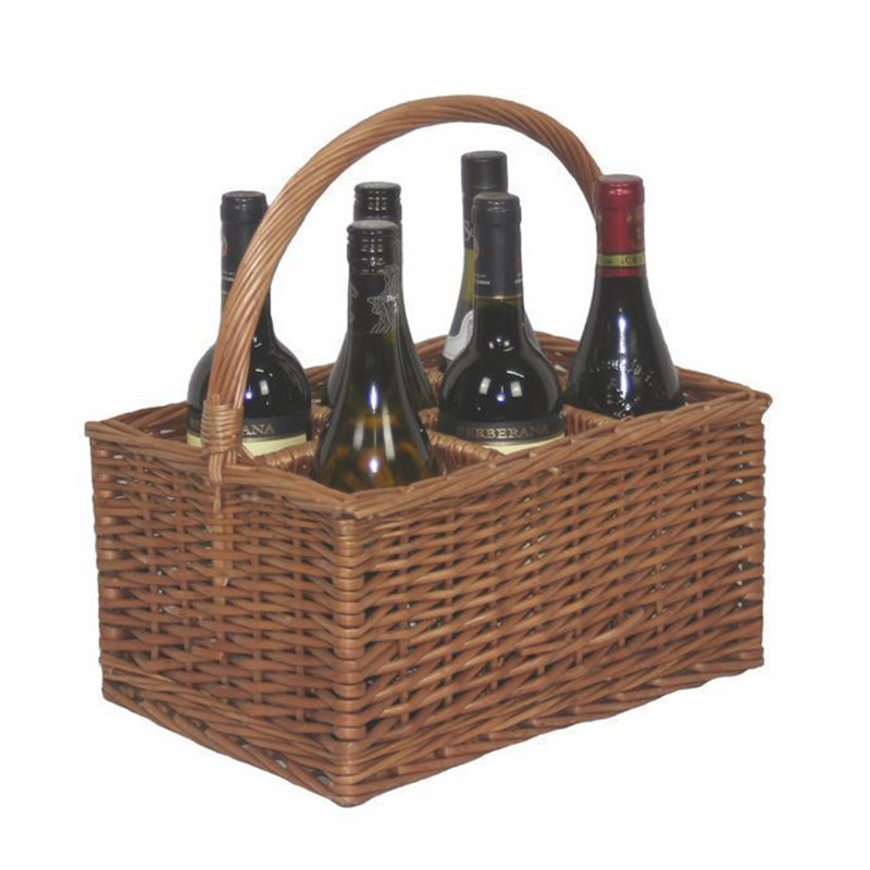Wicker 6 Bottle Drinks Carrier Basket