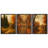 Autumn Halloween Street Framed Wall Art Set of 3 - Cozy Fall Pumpkin and Forest Landscape Prints for Seasonal Home Decor-119347149-119347152