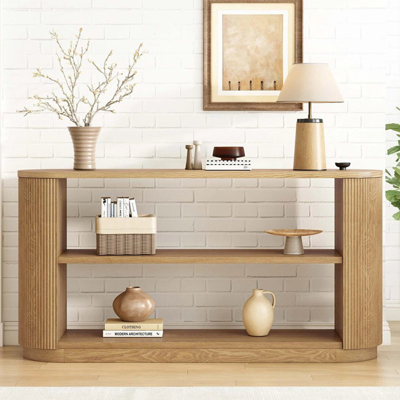 Console américaine simple, H 29,9 po x l 55,1 po x P 14,2 po, Bois naturel