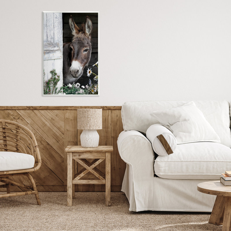 Plaque murale «Gentle Donkey Peering from Barn», conception par CAD Designs, H 19 po x l 13 po