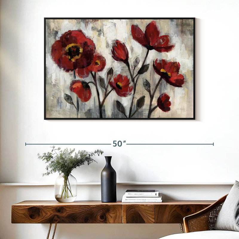 Simplicité florale, Cadre flottant noir, 40 po x 27 po