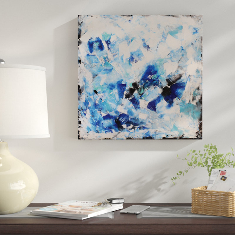 «Blue Impression», reproduction sur toile, H 18 po x l 18 po x P 1,5 po, Pas de tapis, Toile tendue