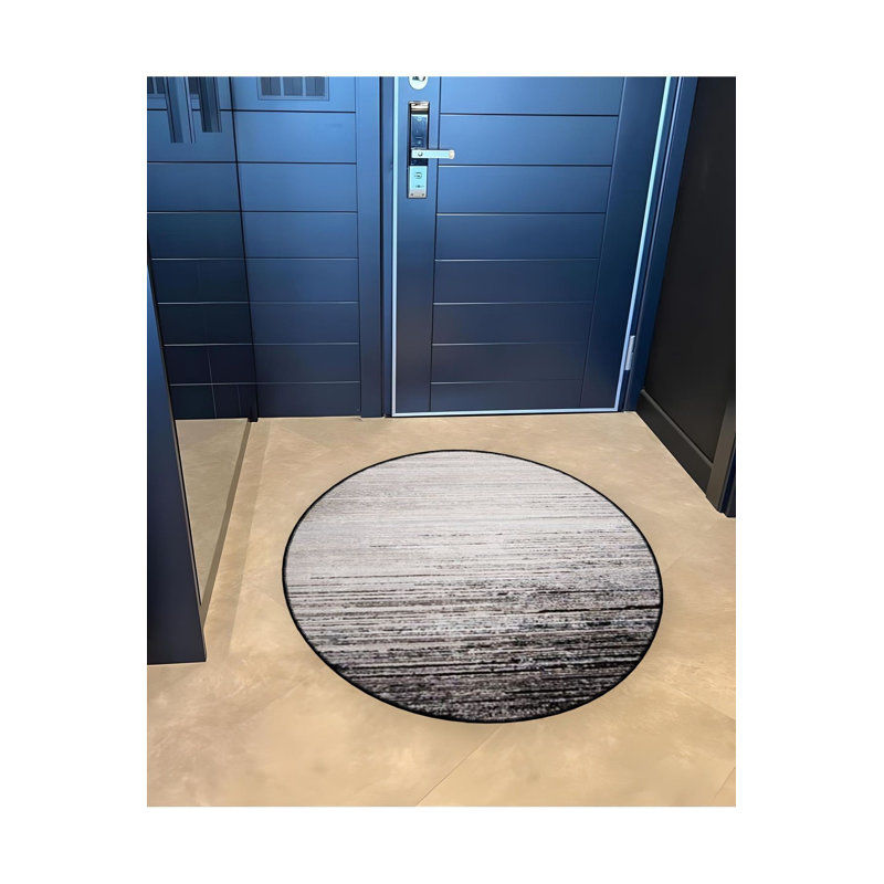 Tapis rond rond blanc et noir, Sous-tapis rond 3 pi 3 po inclus