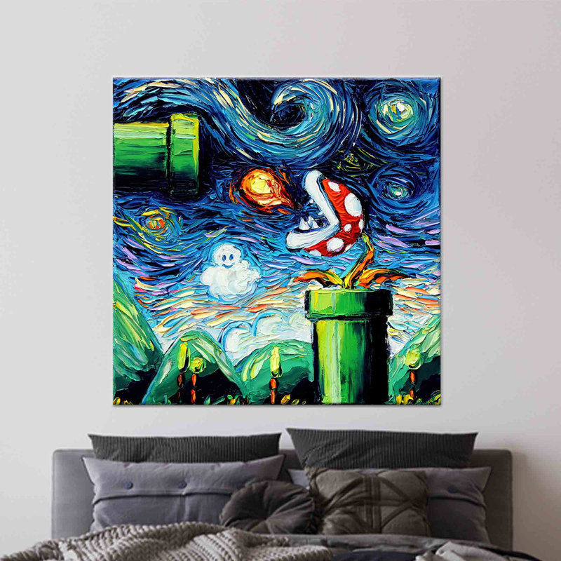 «Starry Night Homage», impression sur toile - œuvre d'art élégante inspirée de Van Gogh, 1P, H: 27,6 po x l: 27,6 po