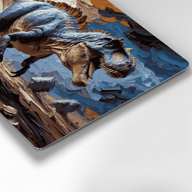«Dinosaur Giganotosaurus», art mural en métal gris, H 11 po x l 14 po