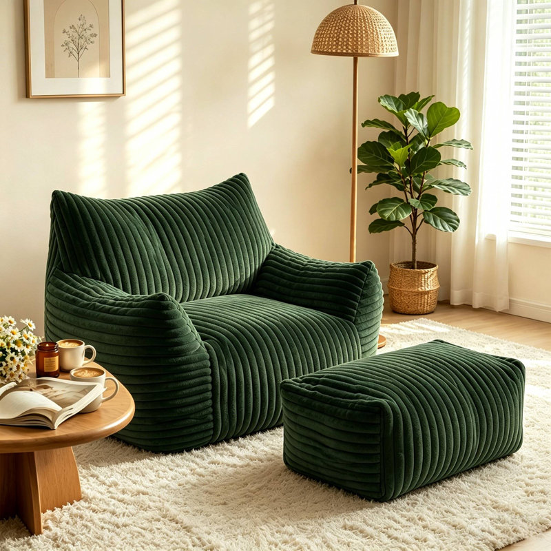 Canapé Bonean Bean Bag avec rembourrage en mousse viscoélastique, Mélange de coton