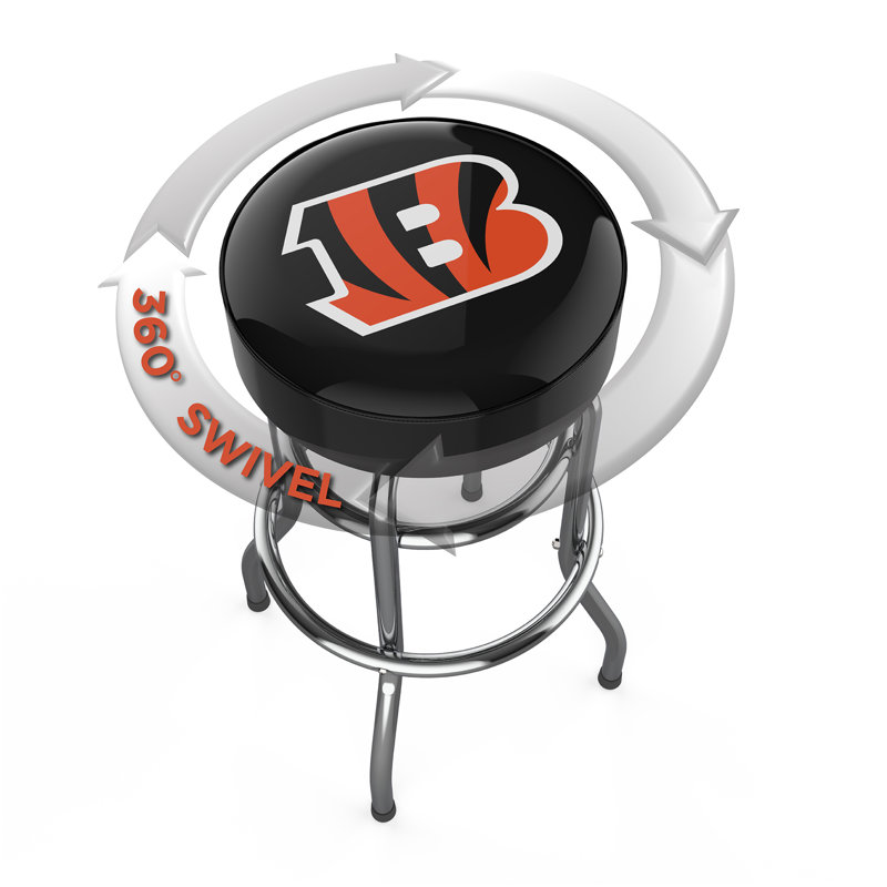 Commercial Grade Chrome Swivel Bar Stool with Vibrant Team Colors  , Cincinnati Bengals