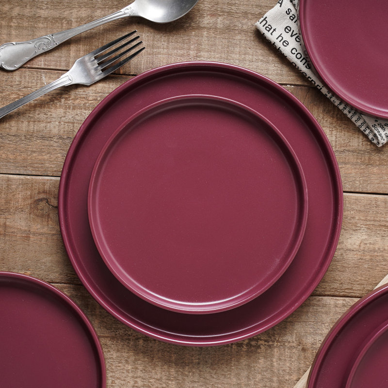 Purple Ceramic 16-Piece Dinnerware Set, Service for 8