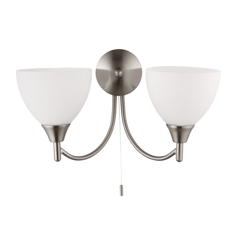 Barium Steel Armed Sconce, Satin Chrome
