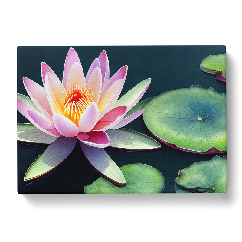 Watercolour Water Lily Flower Vol.5 - Wrapped Canvas, 50cm H x 76cm W x 3cm D