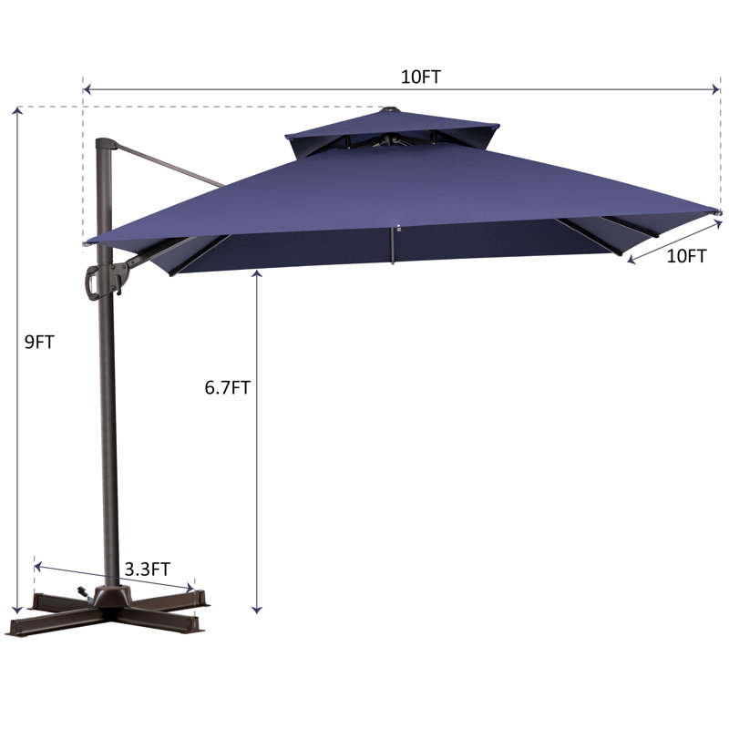 Kaiser 118' Square Cantilever Umbrella without Weighted Base, Marine