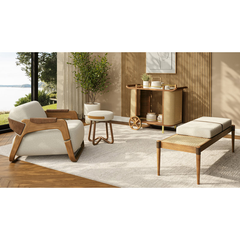 Loop Accent Stool, Noodles Natural/Nozes/Caramel