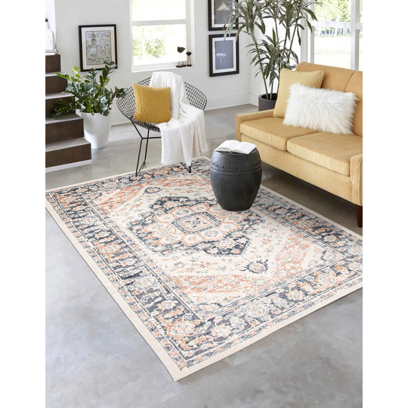 Tapis ivoire Heriza, Rectangulaire 8 pi x 10 pi