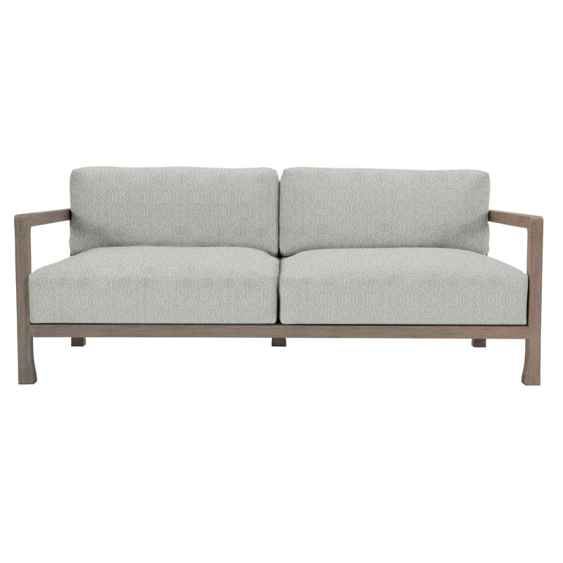 Tanah Teak 80-Inch Wide Patio Sofa With Cushions, Lt Grey Chenille Woven Stripe 6023-010