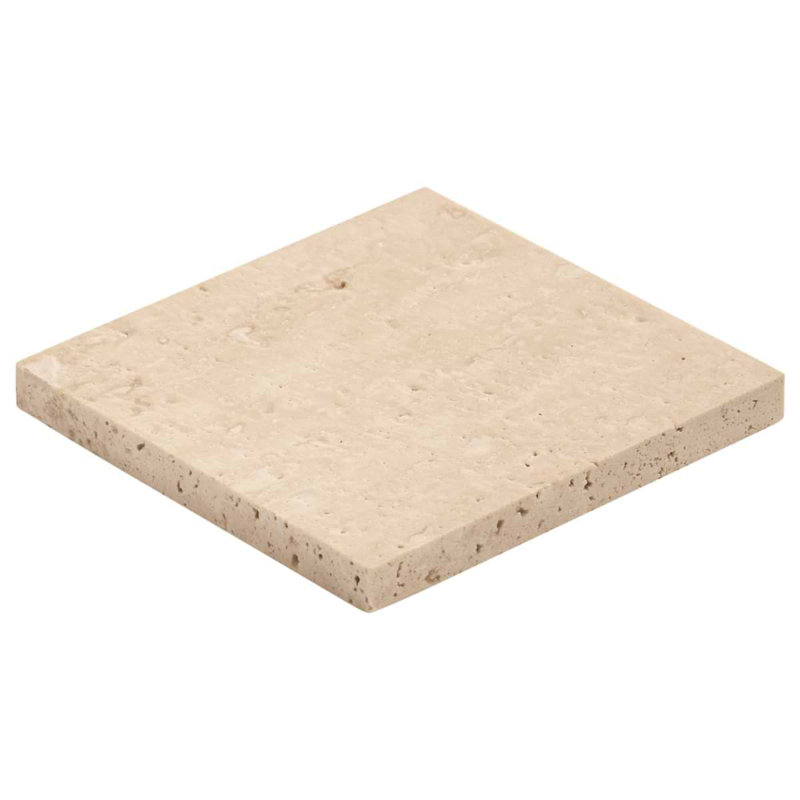Travertine 4x4 Filled Brushed Vein Cut Tile, Ivory Brushed
