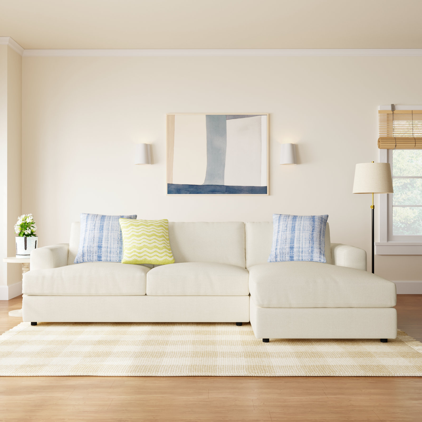 Cayden Sectional, Conversation Pearl Basketweave, Right Hand Facing