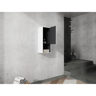 12" Bathroom Side Cabinet, Wall Mounted, Shelving White Practical Design