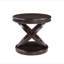 Table de bout ronde en bois Retro, table d'appoint avec base en X pour salle à manger ou salon en famille.-1591169780