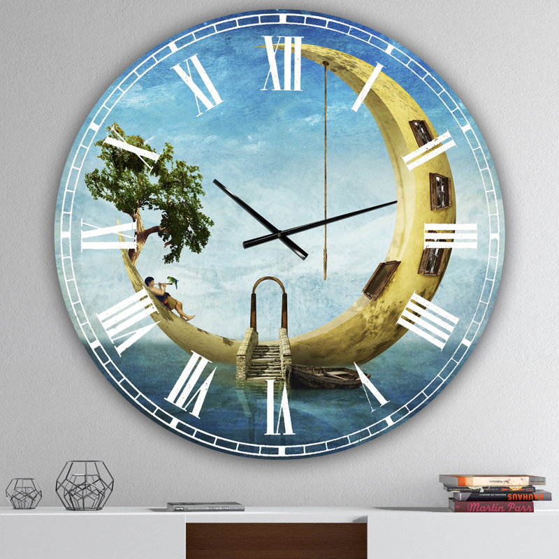 Horloge murale moderne Home Sweet Moon, Moyen