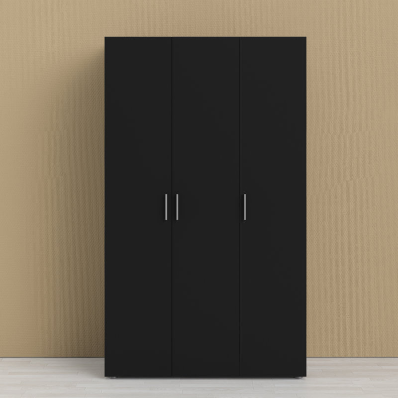 Diamone 3 Door Manufactured Wood Wardrobe, Black