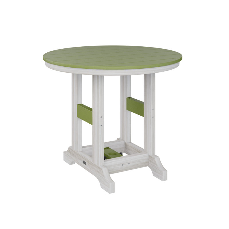 Garden Classic Outdoor Round Dining Table, Seashell, Kiwi Green