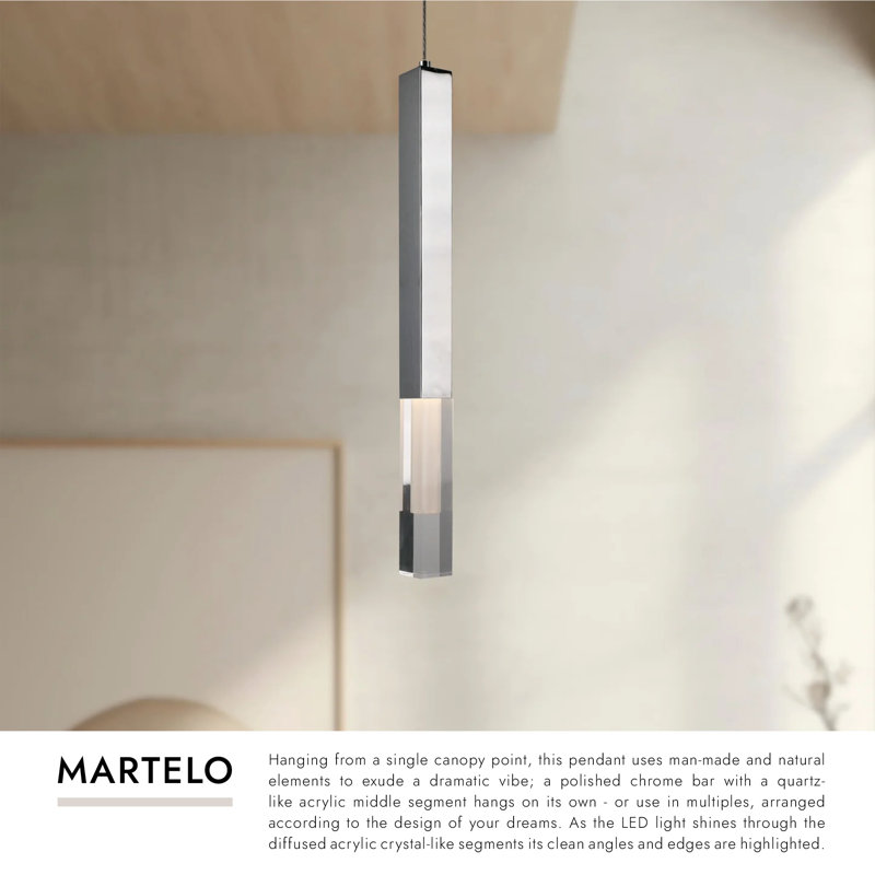 Martelo LED Pendant, 21.375" H x 4.75" W x 4.75" D