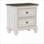 Table de chevet traditionnelle à 2 tiroirs blanc antique et brun-gris