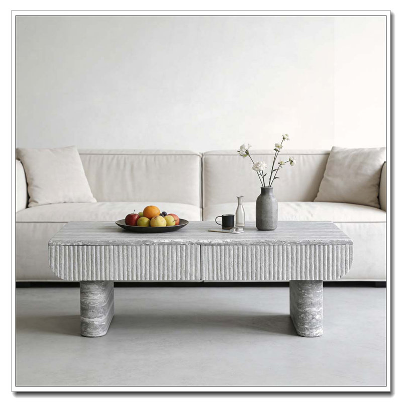 Coffee Table with Grey Wood Texture Tabletop, Grey