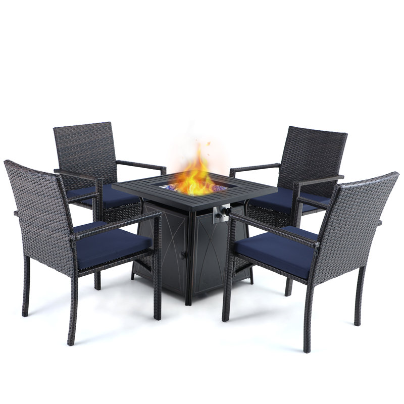 Alyah 4 - Person Patio Dining Set with Square Table , Cushions Included