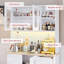 Kitchen Larder Pantry Cabinet Sideboard with Sockets,LED Light,Drawers