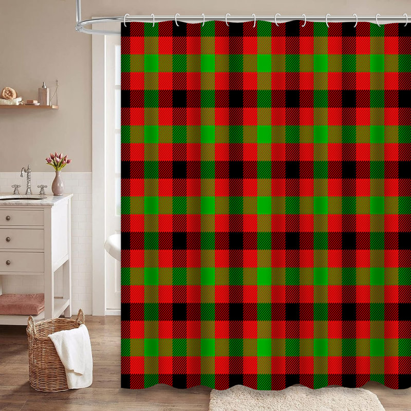 Rideau de douche de Noël avec 12 crochets, L 72 po x l 78 po