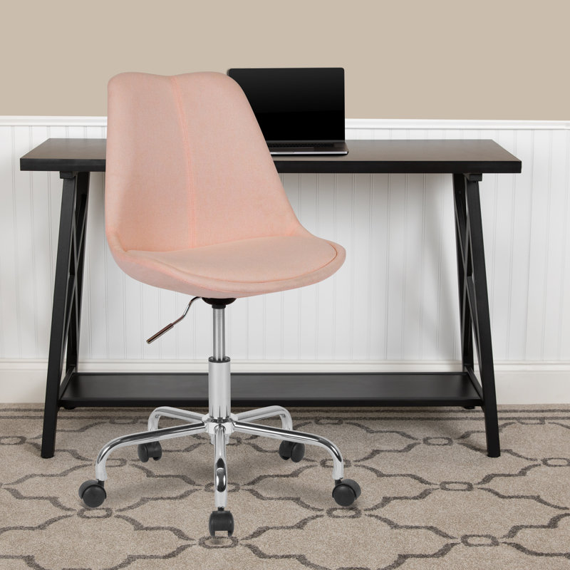 Mid-Back Fabric Task Office Chair with Pneumatic Lift, Pink