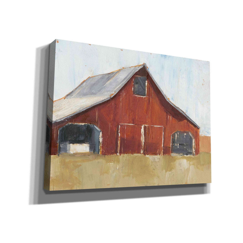 «Rustic Red Barn I» par Ethan Harper, art mural sur toile, H 12 po x l 16 po x P 0,75 po