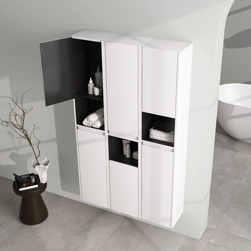 Armoire de rangement flottante murale pour salle de bain avec tablette et porte