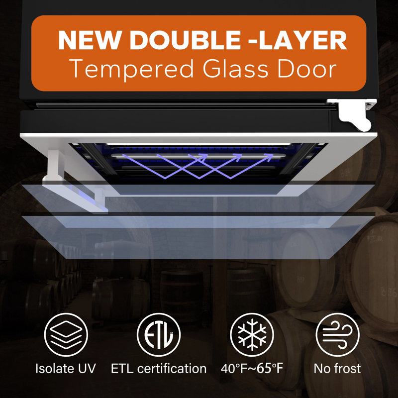 15'' Stainless Steel Dual Zone Wine Cooler with UV-Protected Glass Door