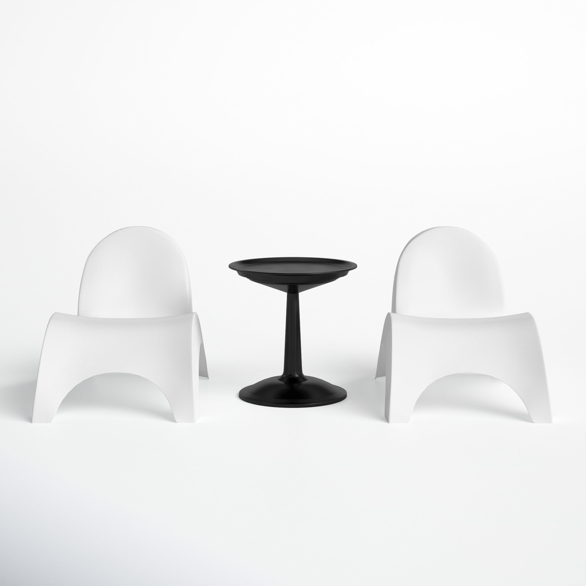 Ameswood Plastic Chaise Lounge Set with Table, White/Black