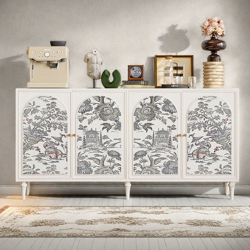 Buffet en bois à motif d'art moderne, Blanc