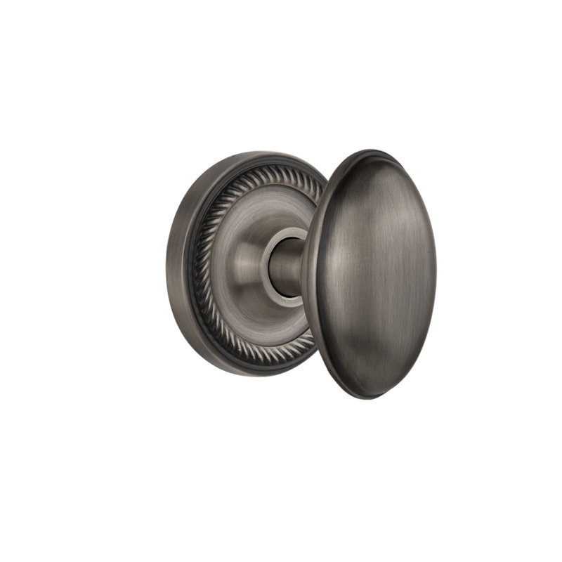 Rope Rosette with Homestead Door Knob, 2-3/4”, Antique Pewter