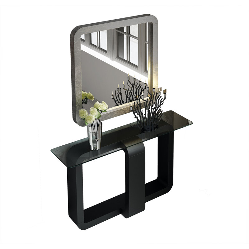 Invazka 40'' Glass Top Console Table