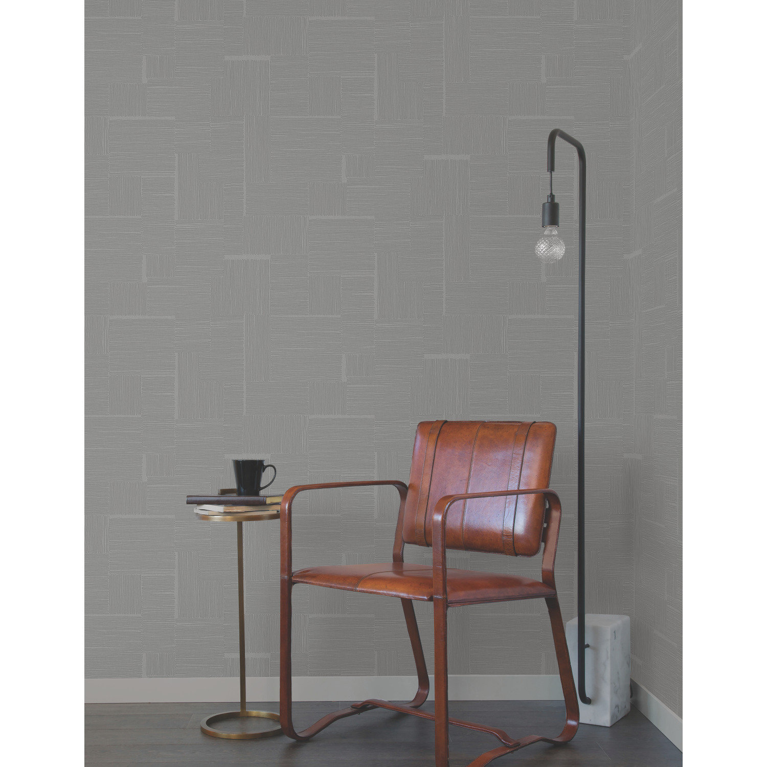 Alodee Geometric Wallpaper, Gunmetal