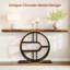 Console industrielle 55 pouces - 5 tablettes en forme de O - Structure en métal étroite - Table de salle à manger d'appoint pour le vestibule, le salon ou le canapé derrière, couleur rétro