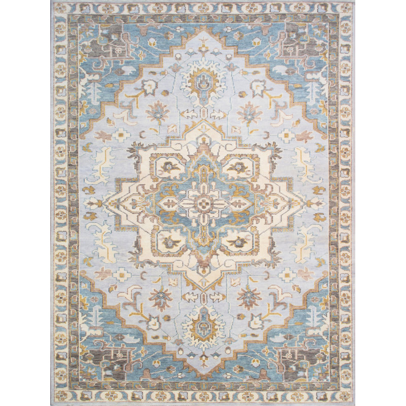 Serapi Wool L. Blue Wool Area Rug, Rectangle 12'2" x 15'3"