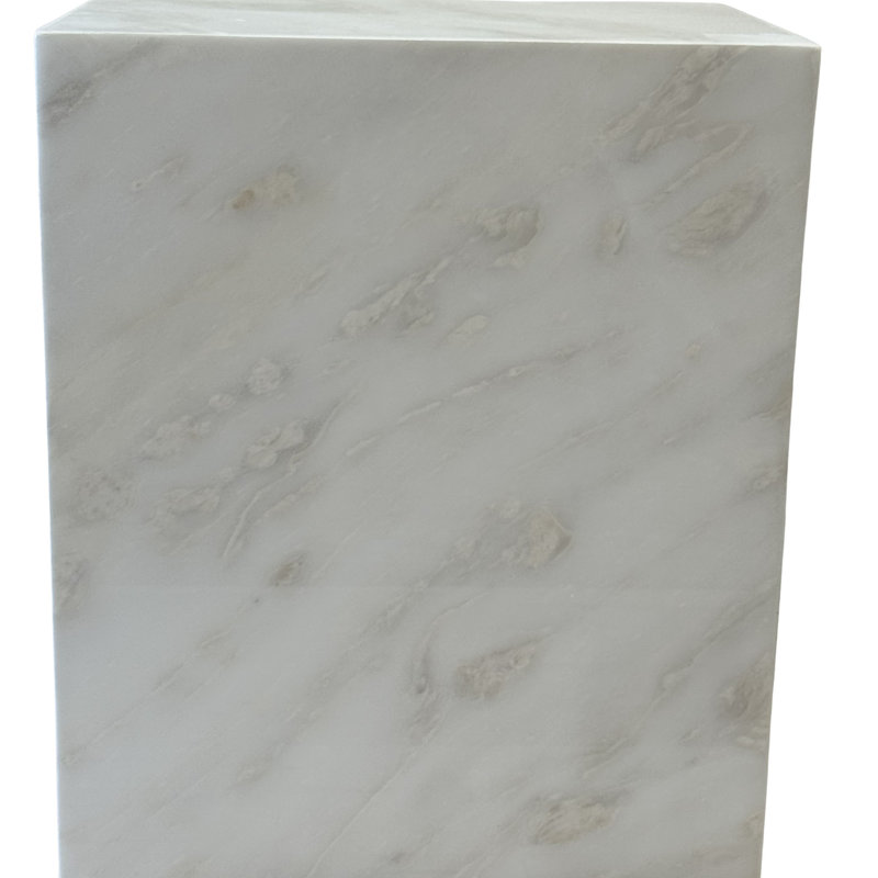 Plutus Brands Signature Natural Marble Side Table - Modern Luxury With Dimmable Led Glow