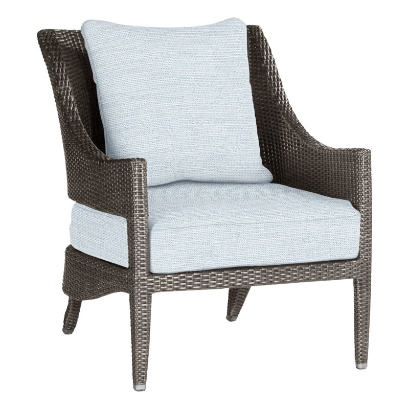 Athena Patio Lounge Chair with Cushions, Black Walnut, No Welt, Paper Sky