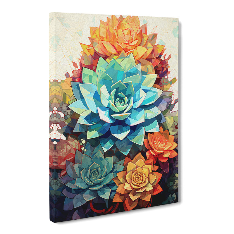 Succulent Geometric No.2 - Wrapped Canvas, 76cm H x 50cm W x 3cm D