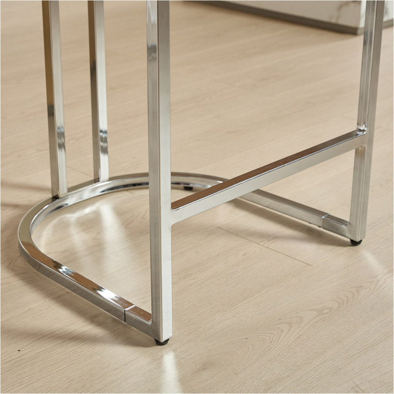 25" Counter Height Bar Stools Set Of 2, Modern Velvet Barstools With Button Back&Rivet Trim Upholstered Kitchen Island Chairs With Sturdy Chromed Metal Base Legs Farmhouse Bar Stools,